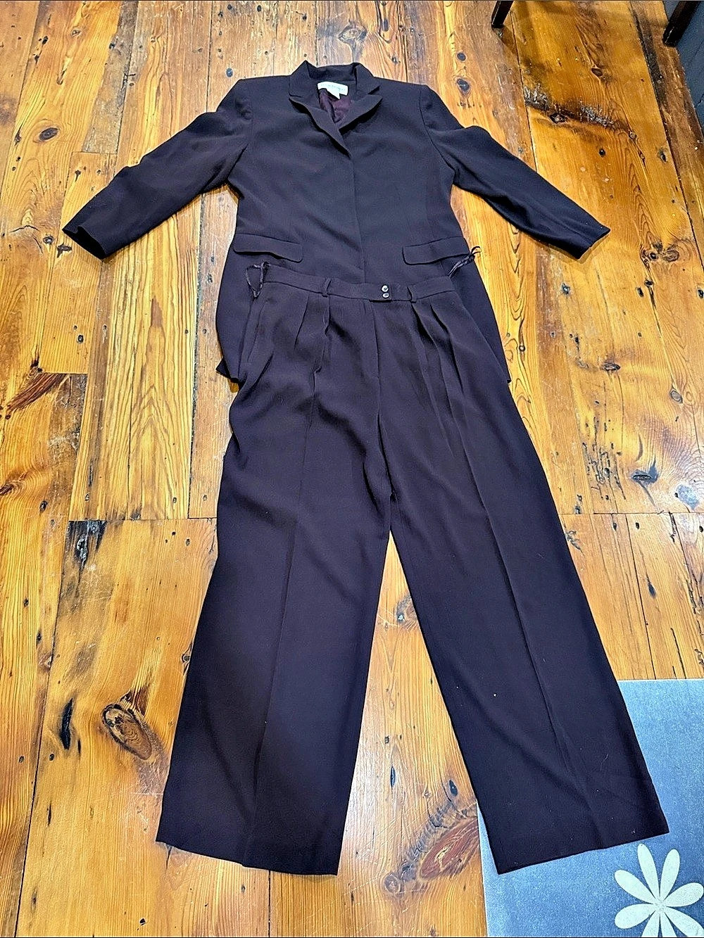 Rena Rowan Brown Vintage Tailored Blazer and Trousers Suit Size 14